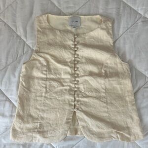 Reformation baby yellow  Sleeveless Button-Down Blouse linen sz S